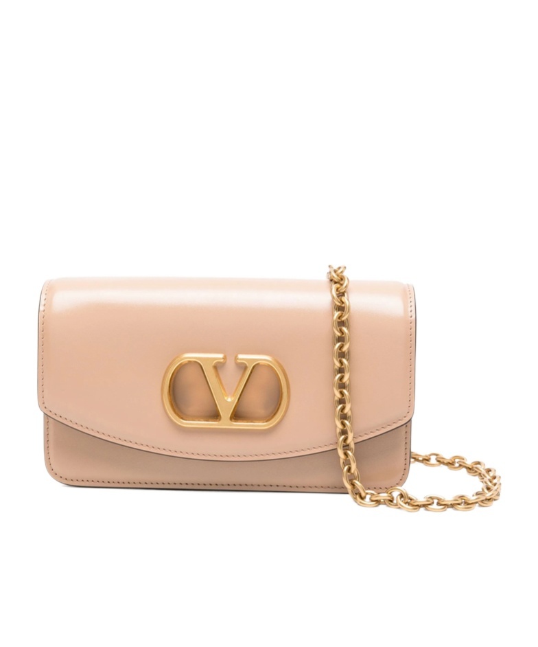 Valentino Vlogo-signature Leather Shoulder Bag In Brown