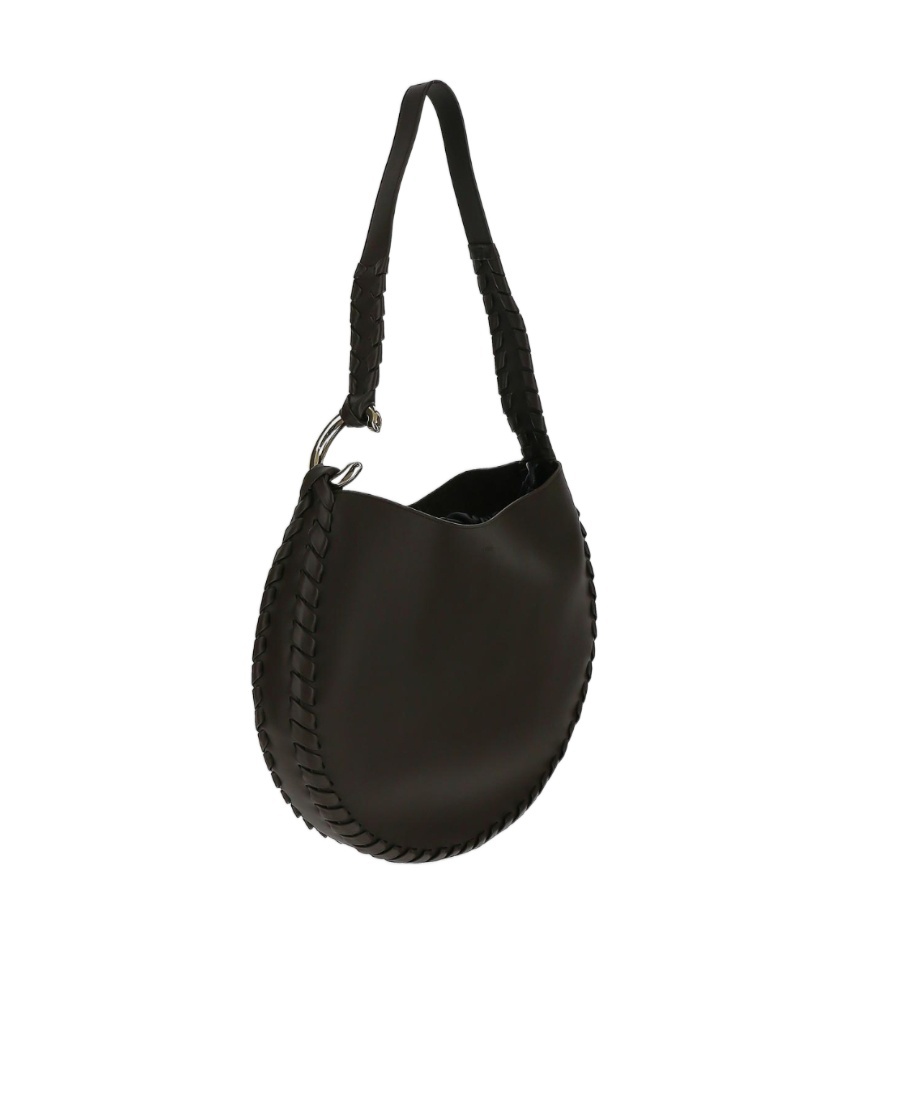 Shop Chloé Moon Leather Shoulder Bag In Black