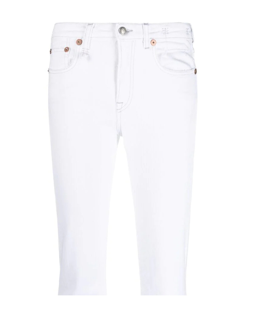 R13 Worn Flared Jeans In White