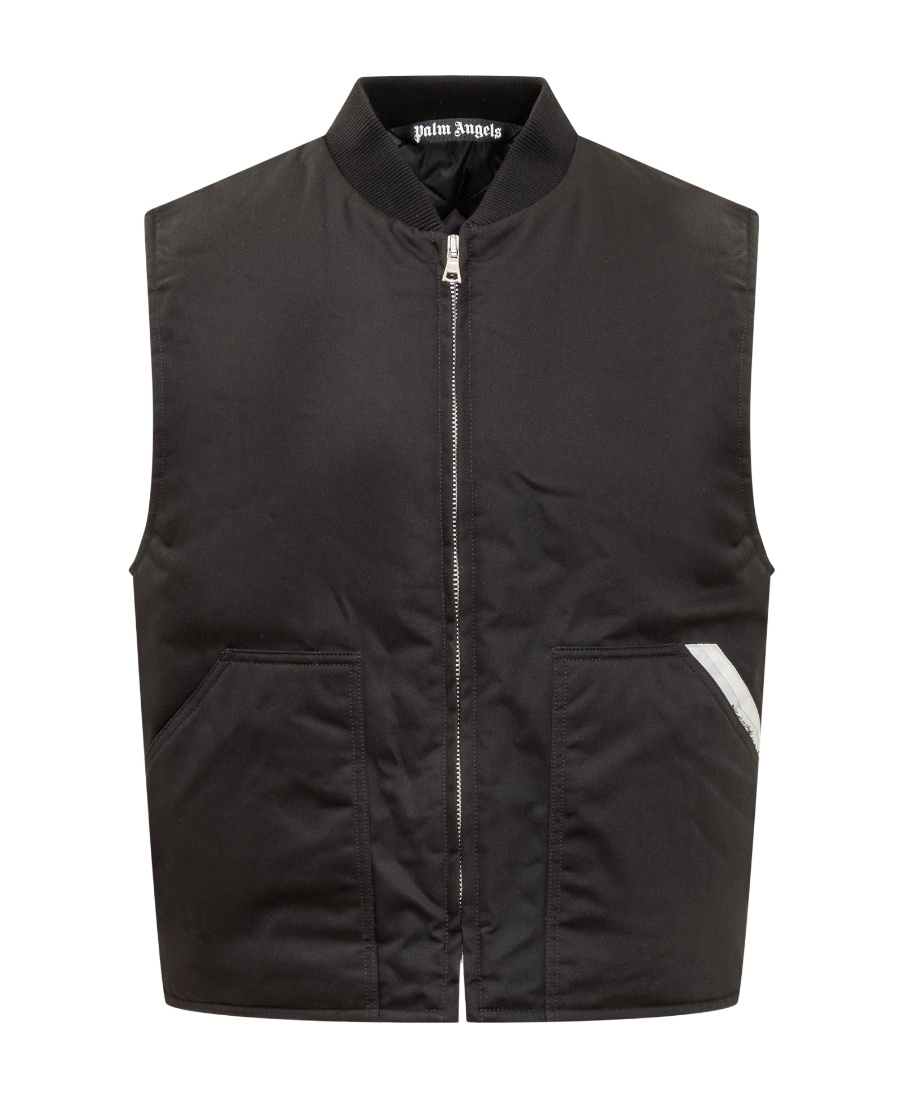 Palm Angels Sartorial-tape Zip-up Gilet In Black