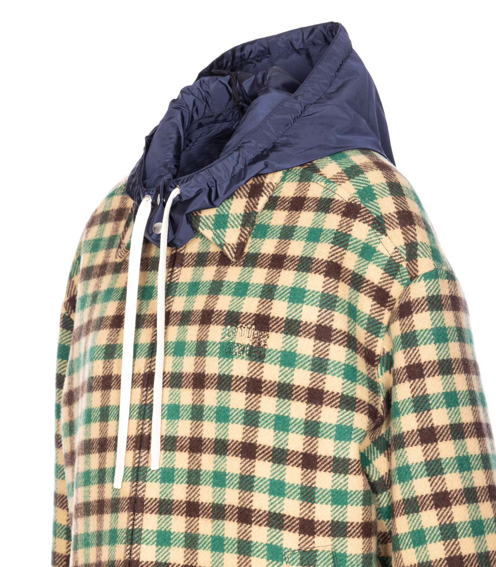 Miu Miu Long Sleeve Cotton Coat In Multi
