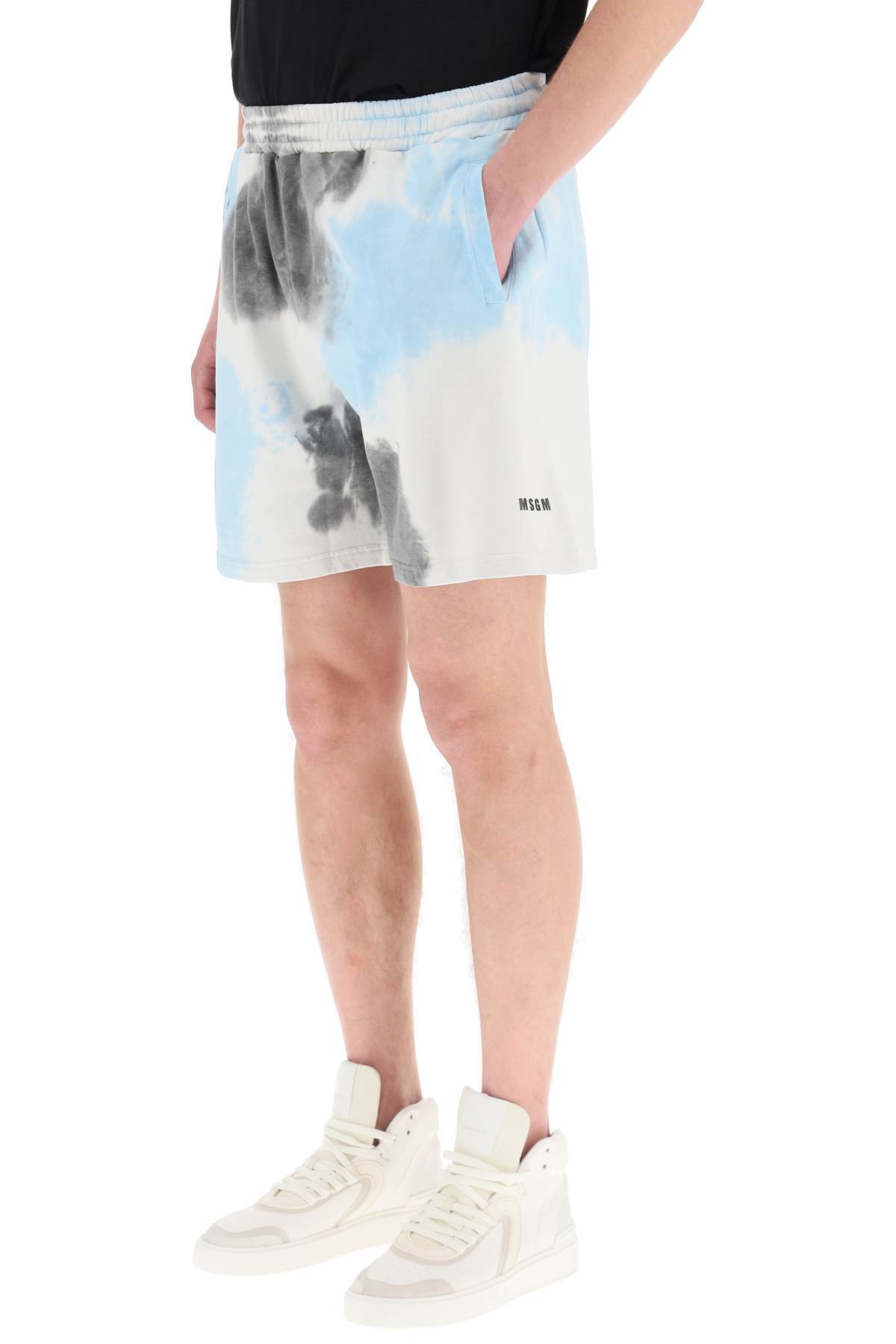 Msgm Tie-dyed Sports Shorts In Blue