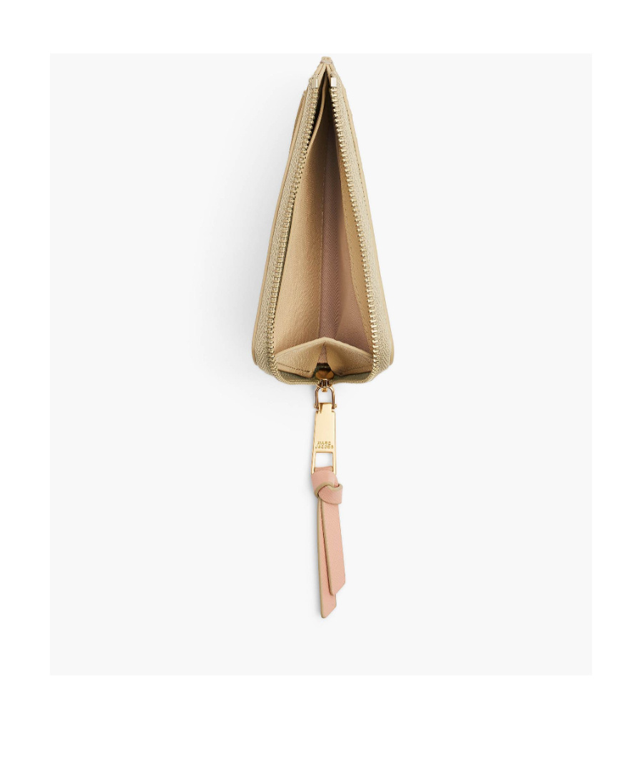 Marc Jacobs Zip Wallet With Card Slots And Logo In Nude