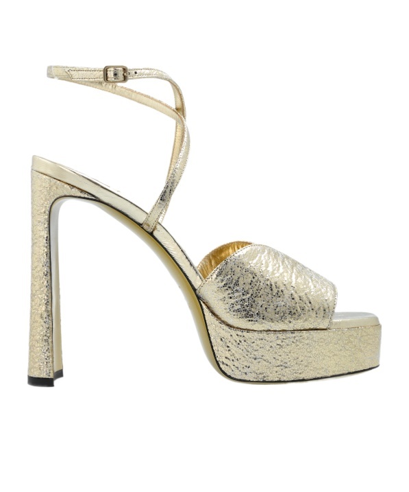 Jimmy Choo Karli 125 Buckled Platform Sandals In Gold