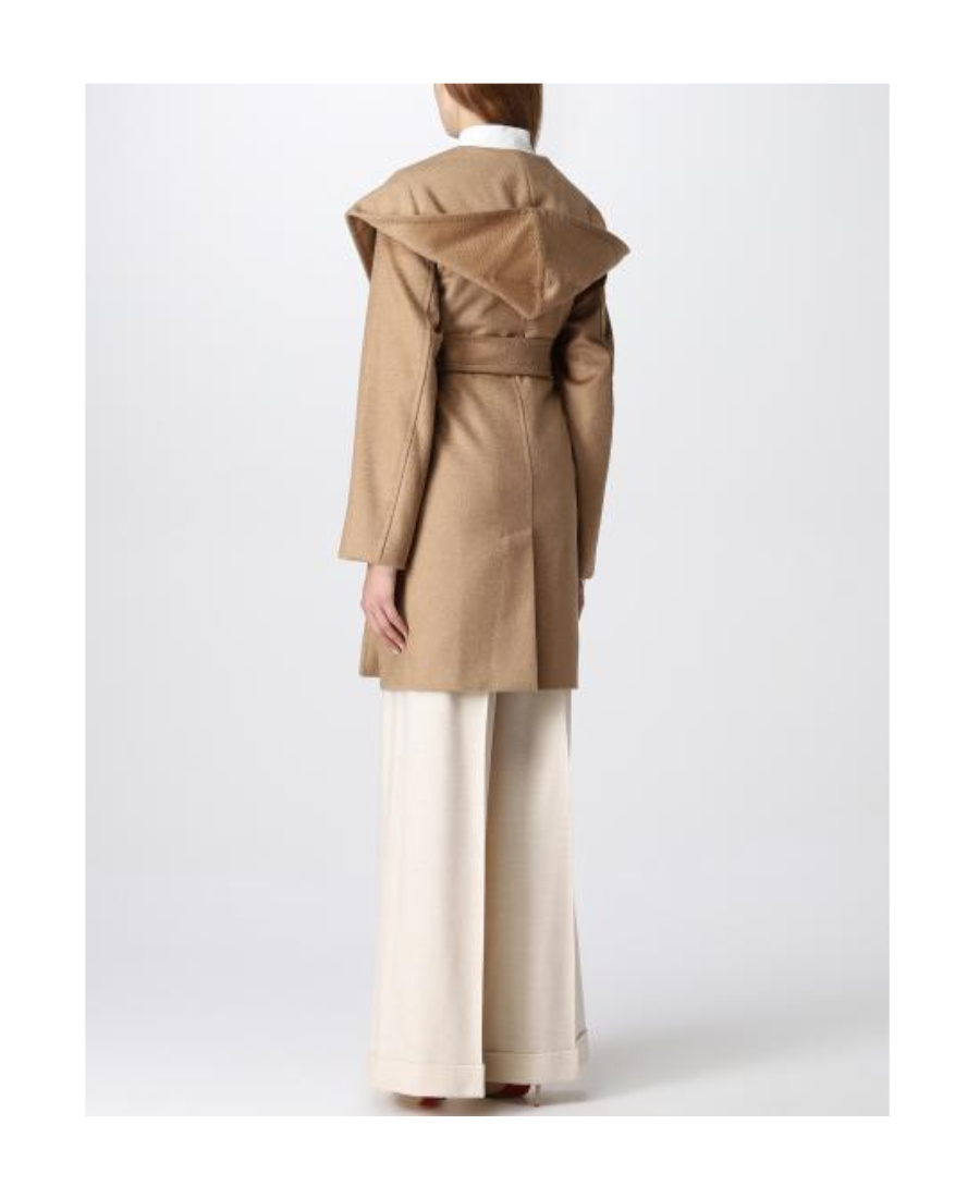 Max Mara Long-sleeved Lace-up Coat In Brown