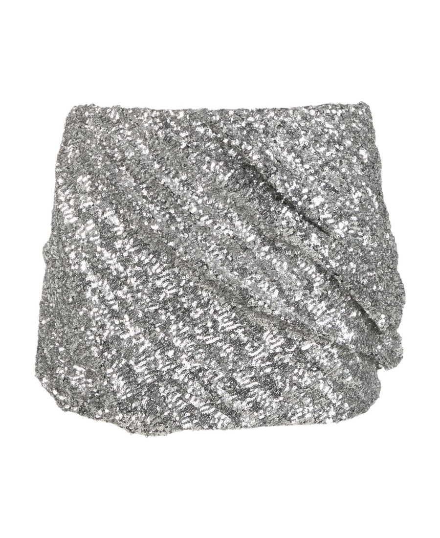 Attico Silver Mini Skirt In Gray