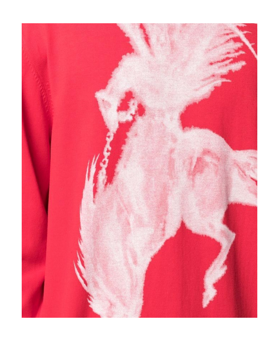 Givenchy Gothic-print Knitted Long-sleeve Jumper In Red