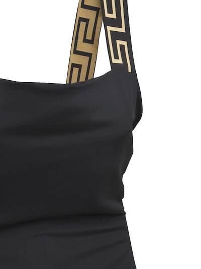 Versace Open Back Swimsuit With Signature Greca Detailing