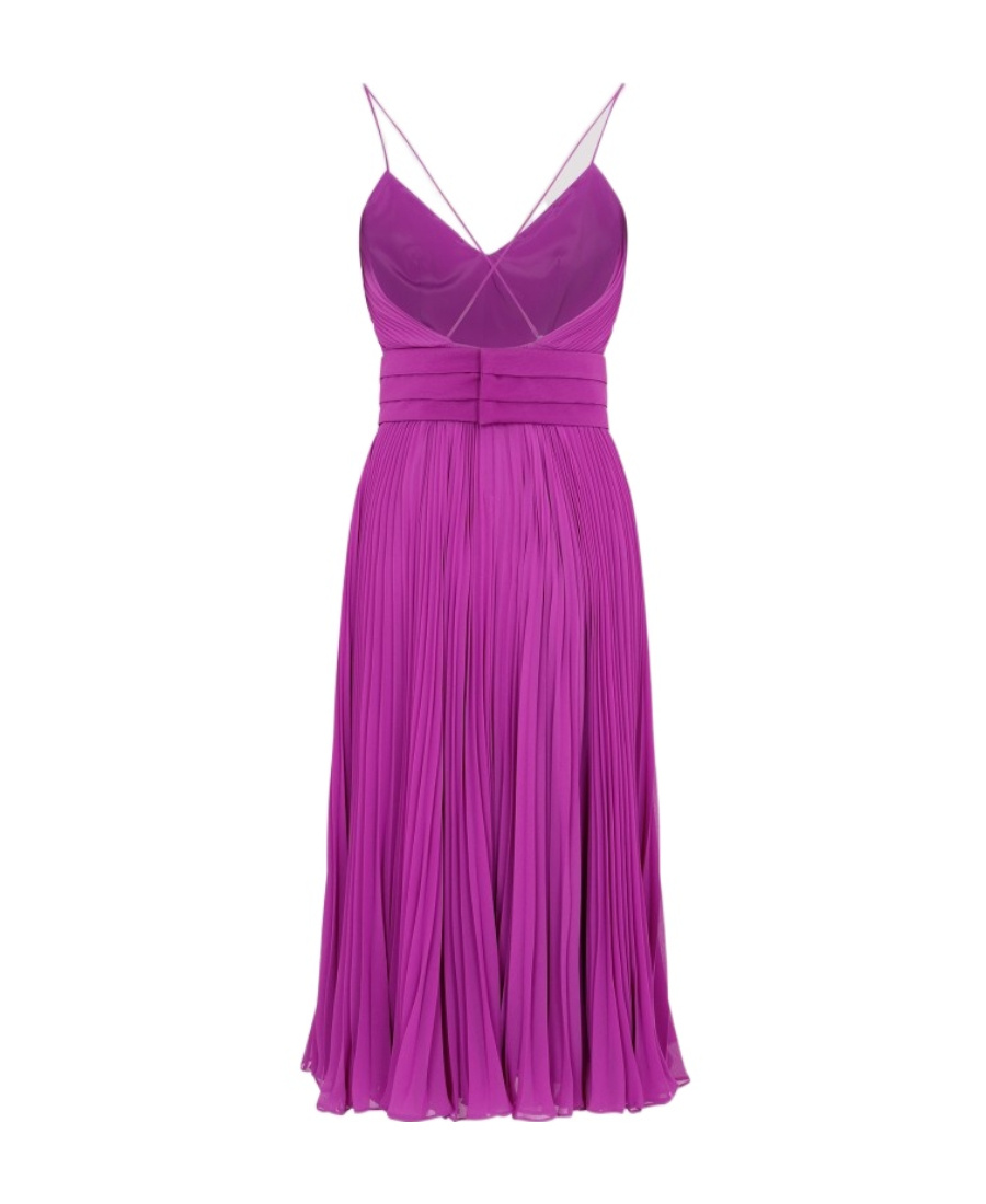 Max Mara Clarino Pleated Fabric Midi Dress In Purple
