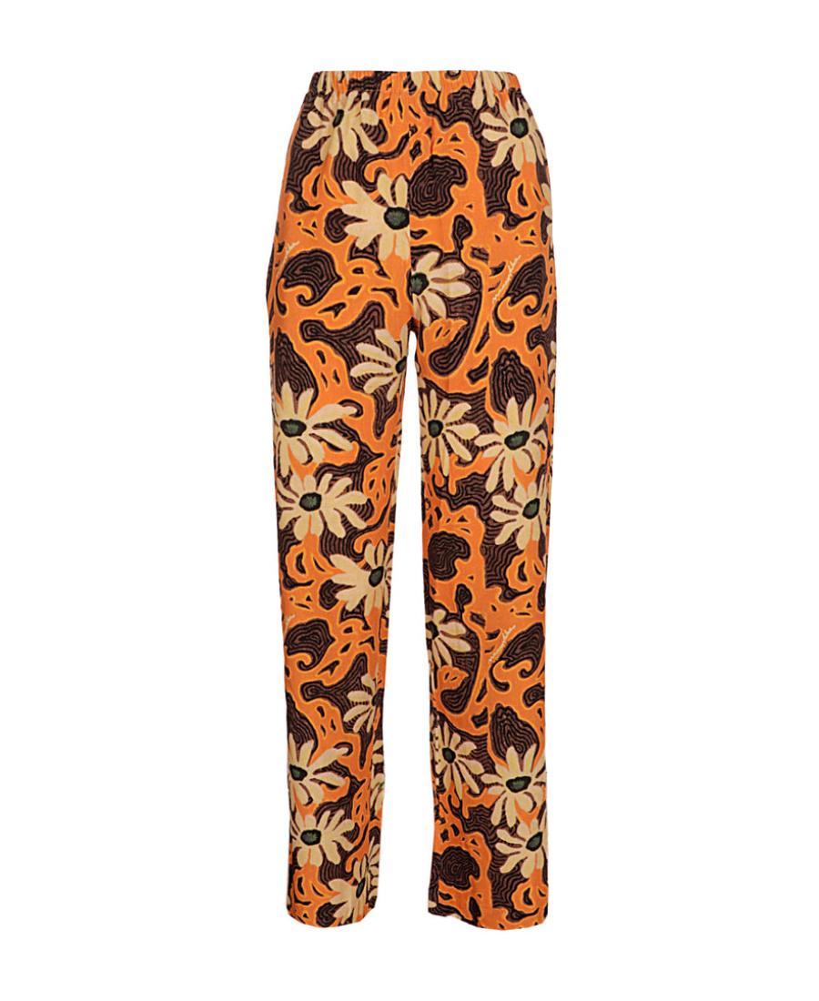 Nanushka Floral Printed Wide-legged Pants In Orange