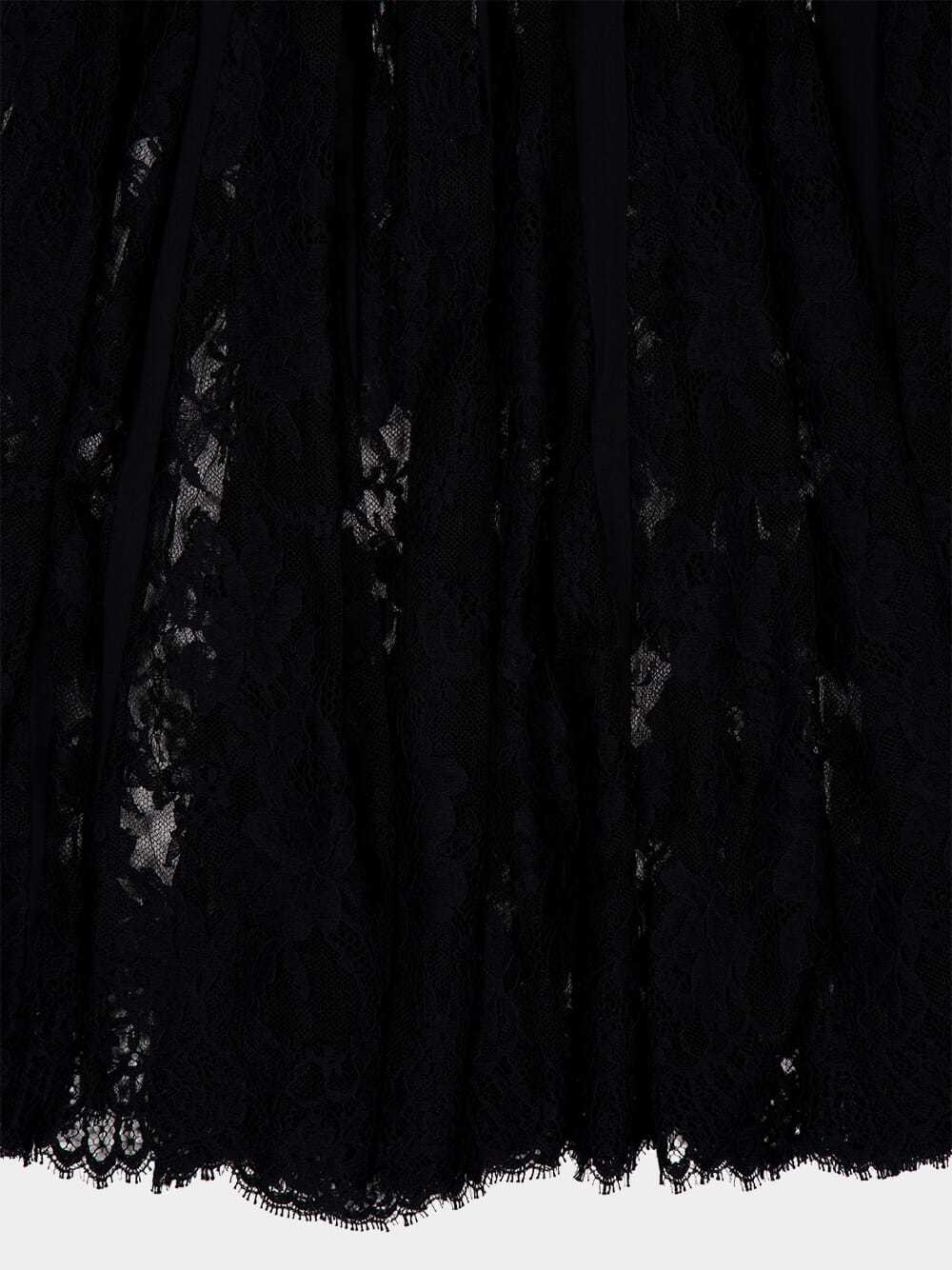 Dolce & Gabbana Dolce  Gabbana Lace Midi Charmeuse Skirt In Black