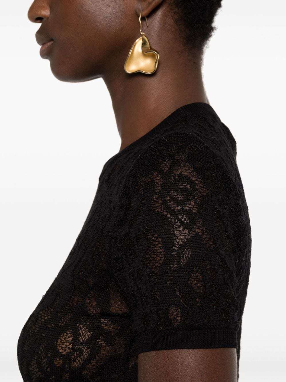 Moschino Knit Crewneck Jacquard Pattern In Black