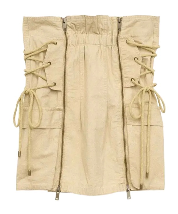 Isabel Marant High-waisted Drawstring Mini Skirt With Side Pockets In Neutral