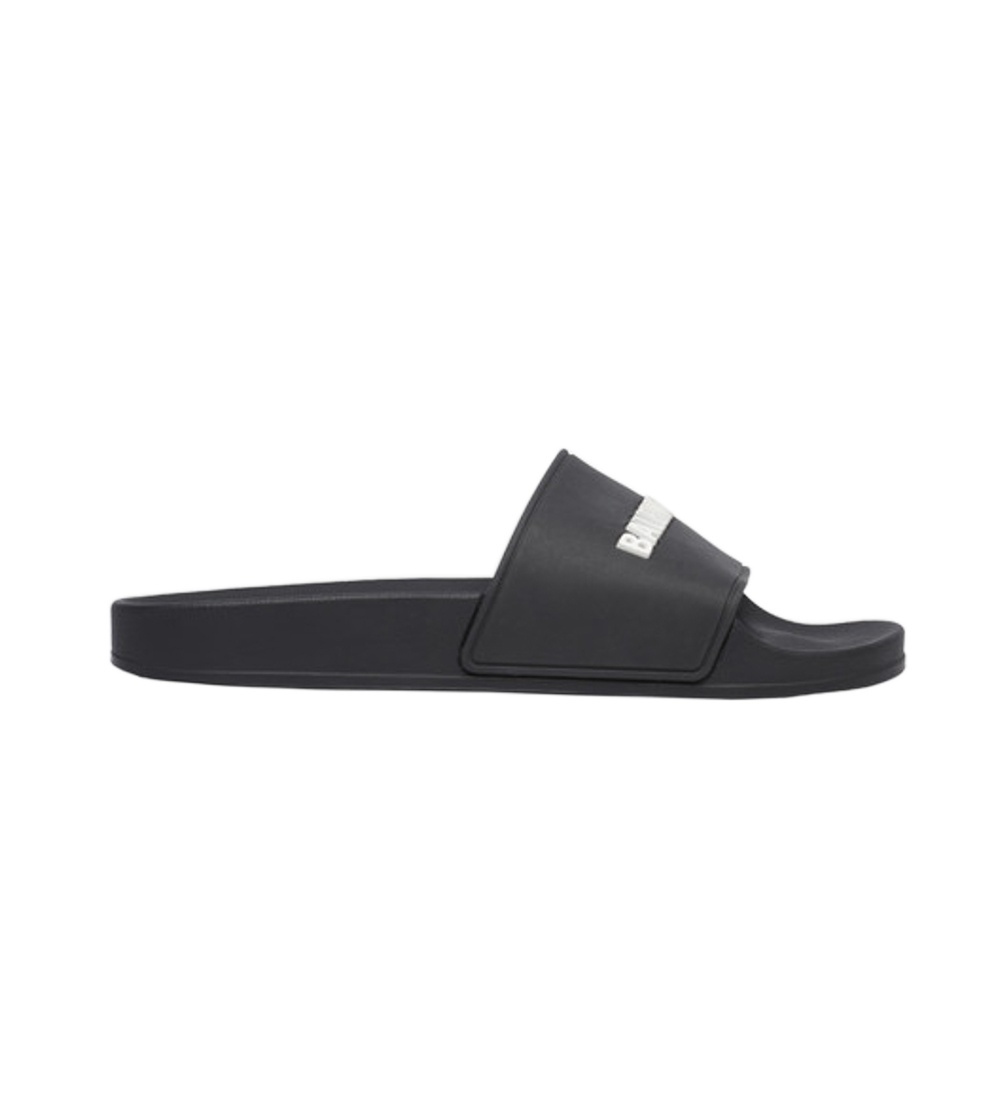 Balenciaga Logo-embossed Pool Slides In Black