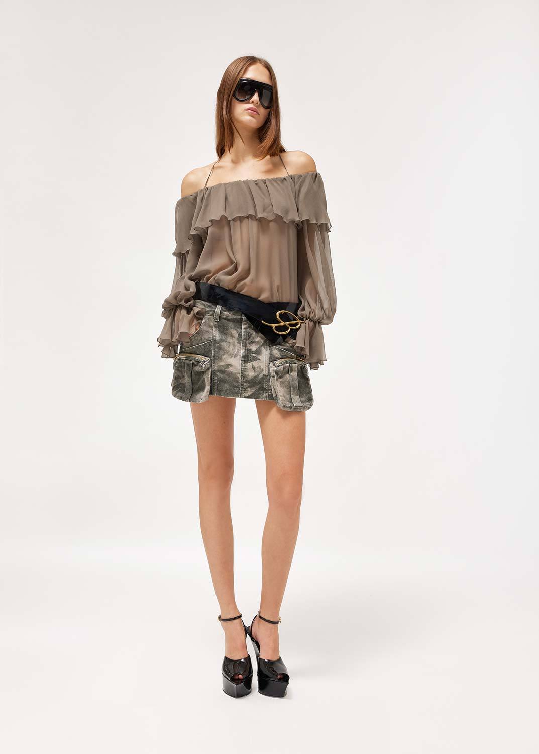 Shop Blumarine Jeans Mini Skirt In Black
