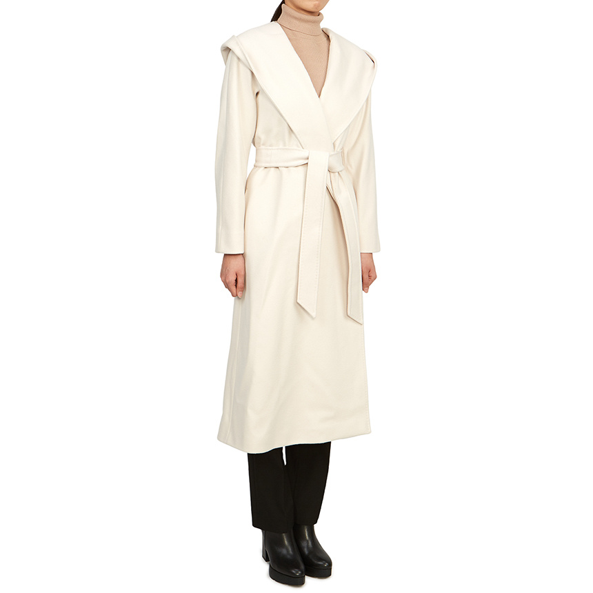 Max Mara Long-sleeved Lapel Coat In White