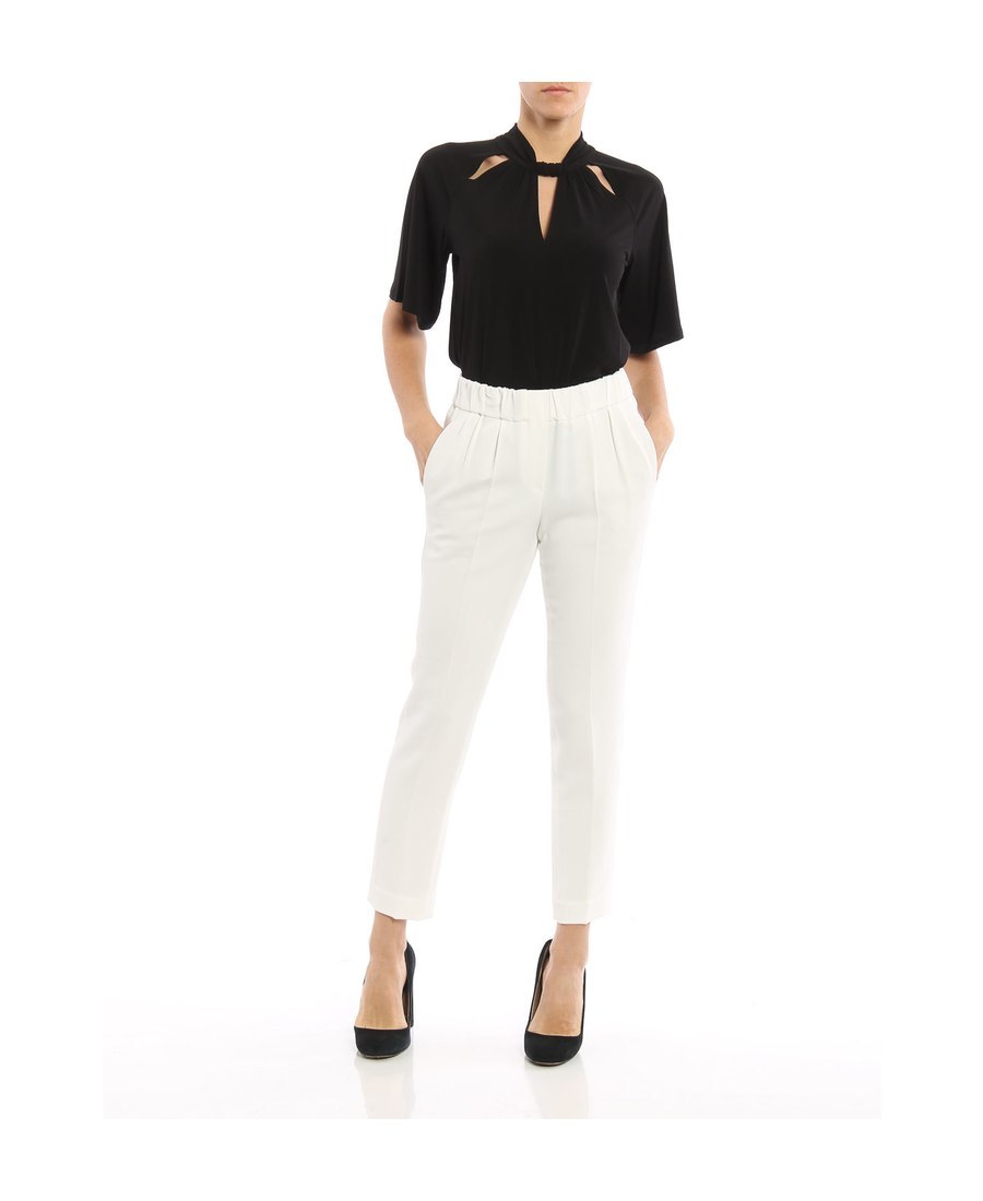 Brunello Cucinelli Woman Pants Light Grey Size 10 Cotton, Brass In White