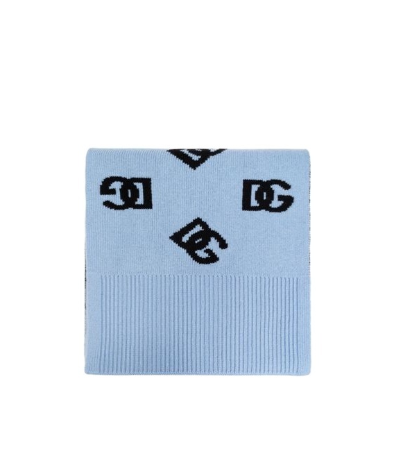 Dolce & Gabbana Intarsia-knit Logo Scarf In Blue