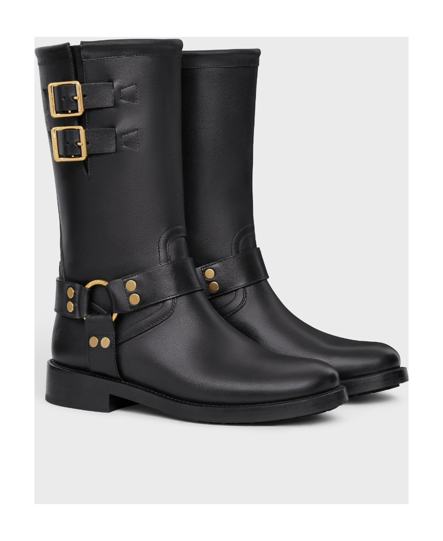 Celine Laced Locomotive Middle Boots In Black