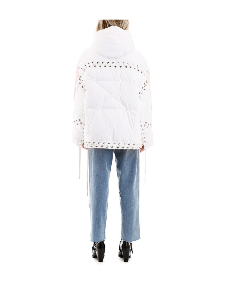 Khrisjoy Oversized Lace-up Puffer Jacket In White