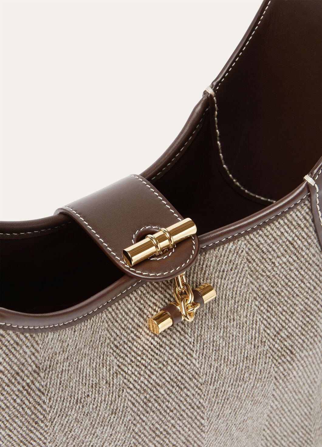 Loro Piana Medium Bobbin Bag In Natural Brown/dark Chocolate Licorice/sun Gold