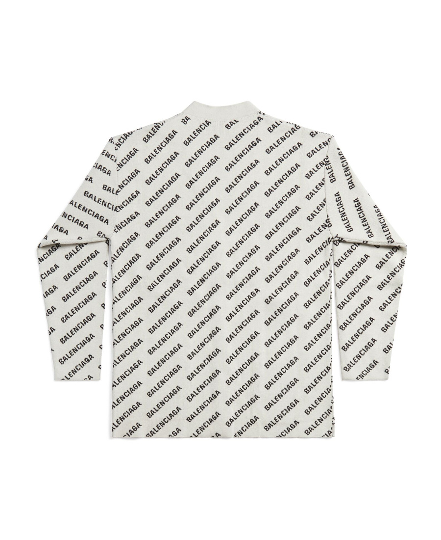Balenciaga Cardigan Mini Allover Logo Da Donna In Bianco Sporco In White