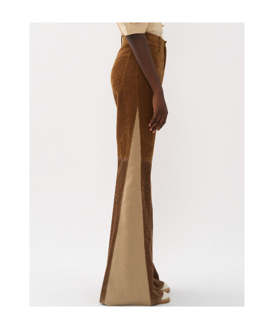 Chloé Triple Brown Retro Flared Corduroy Pants In Brown