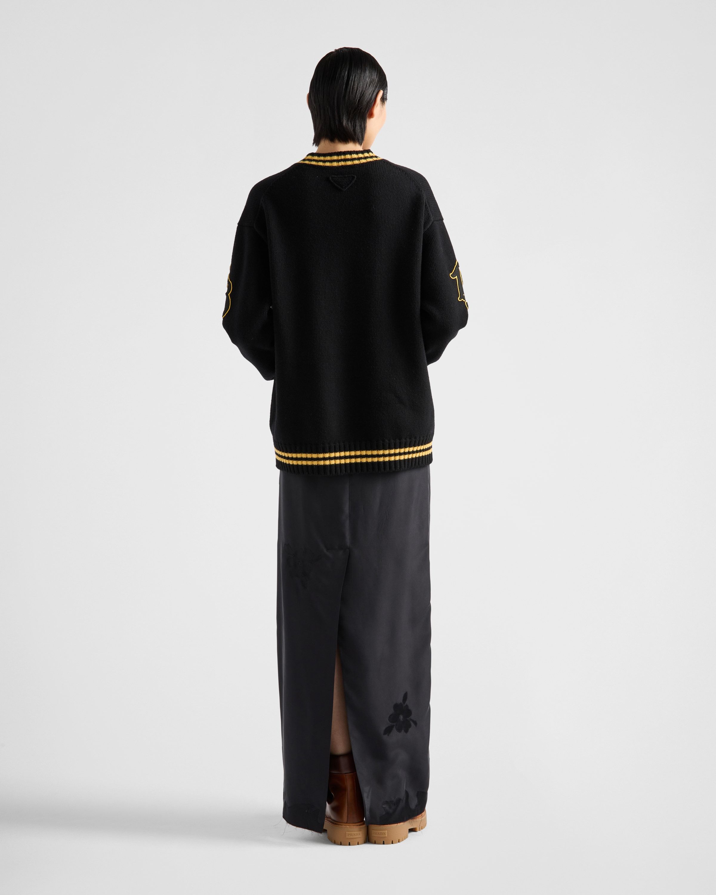 Shop Prada Wool And Cashmere Cardigan In Black