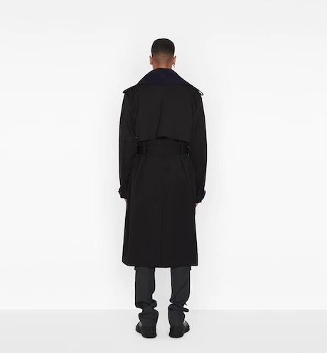 Dior Black Double-breasted Trench Coat In Black