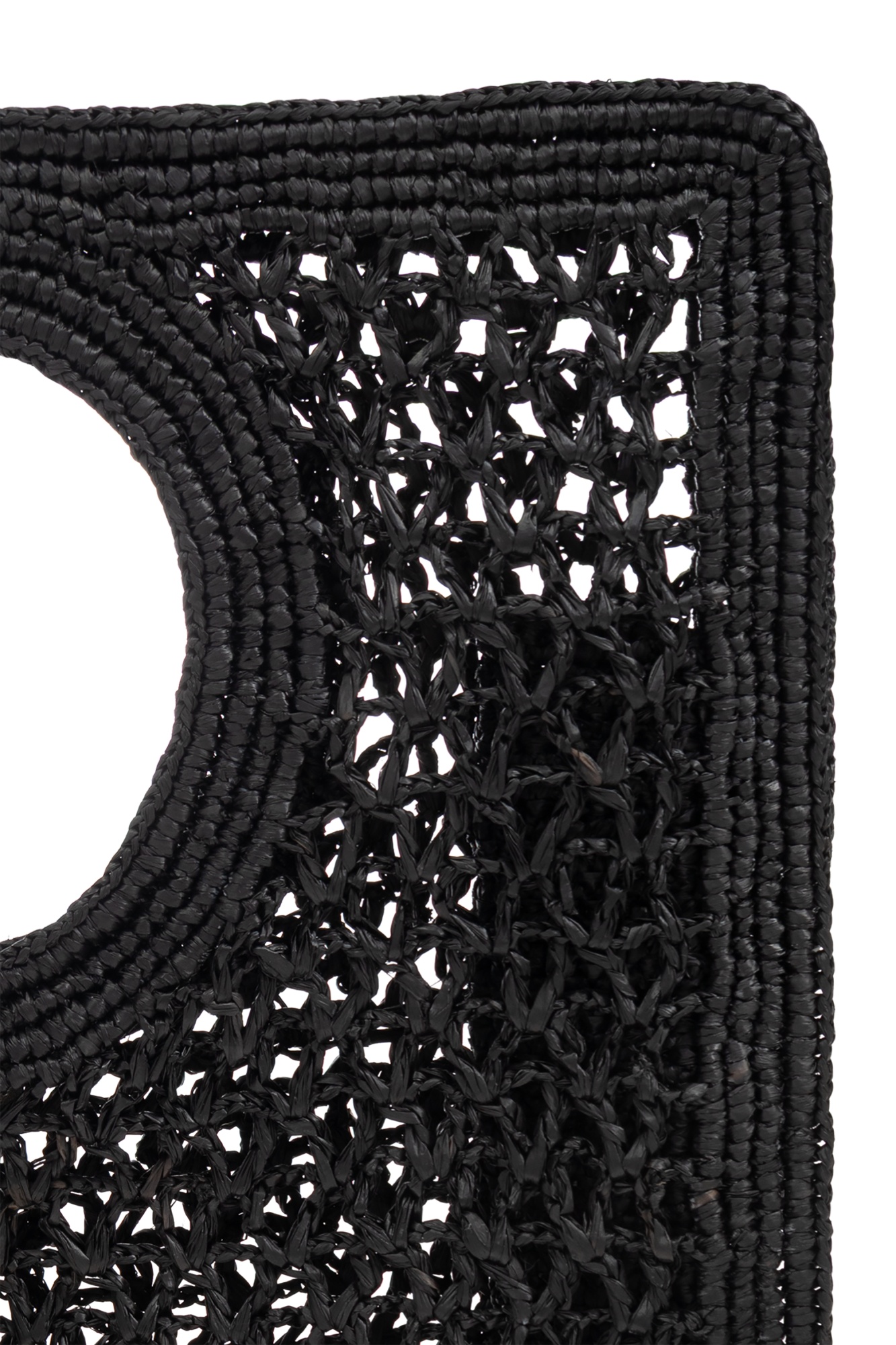 Jacquemus Carre Spiaggia Embellished Braided Raffia Tote In Black