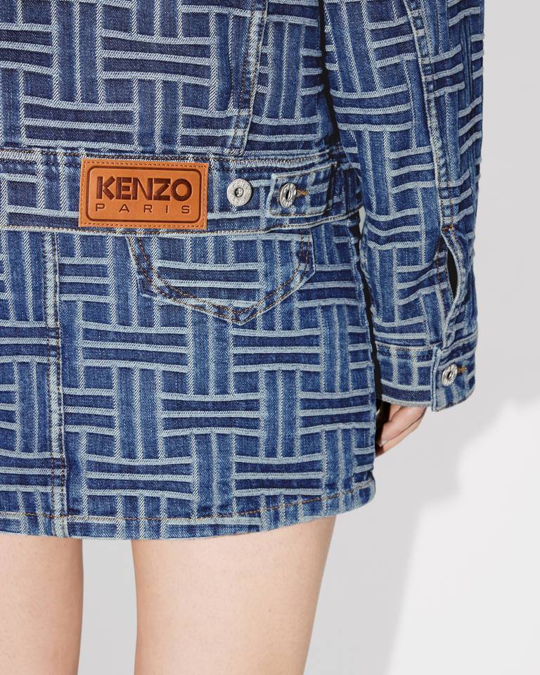 Kenzo Weave Denim Truck Driver Jacket In Blue