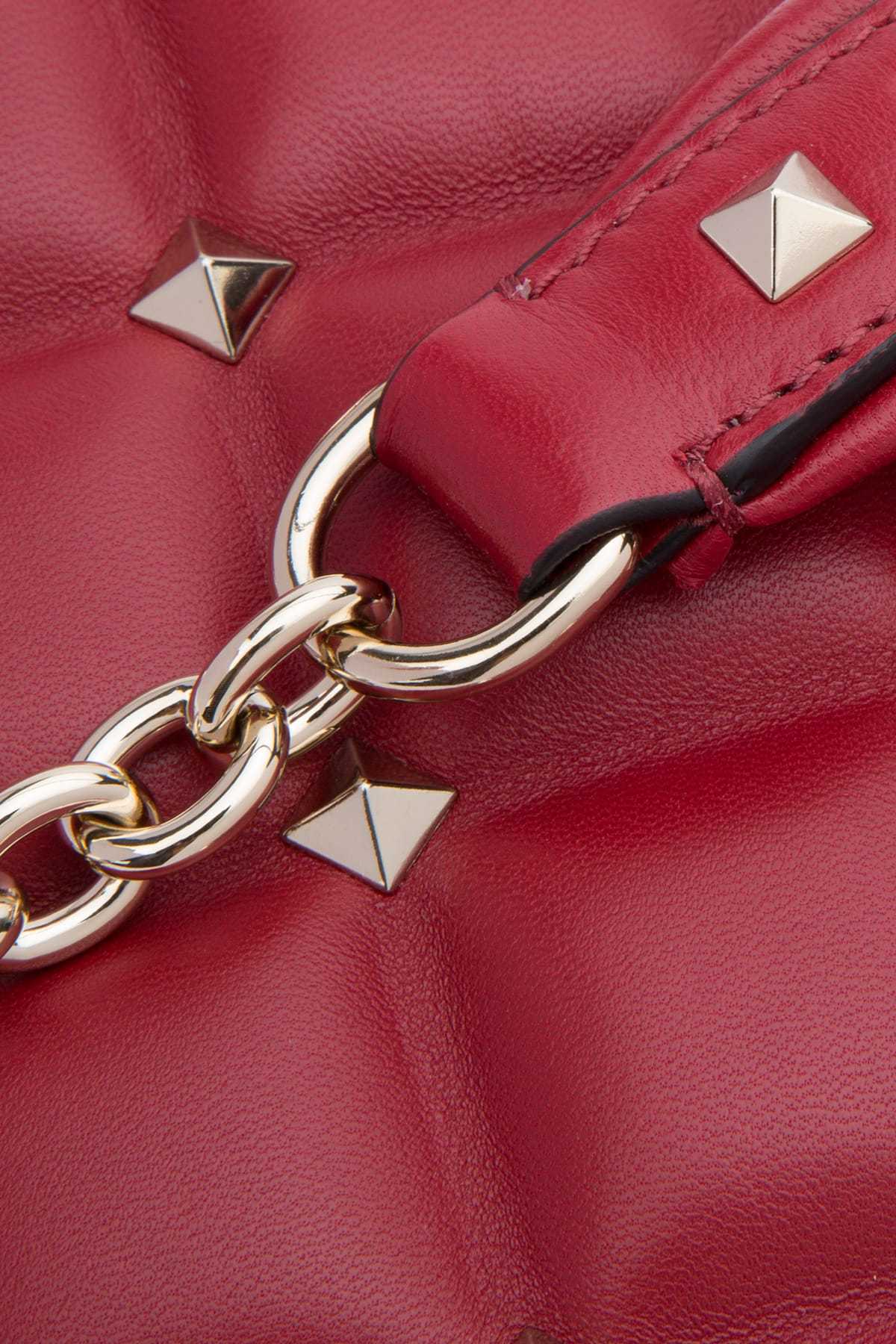 Valentino Ruby Red Rivet Shoulder Bag In Red
