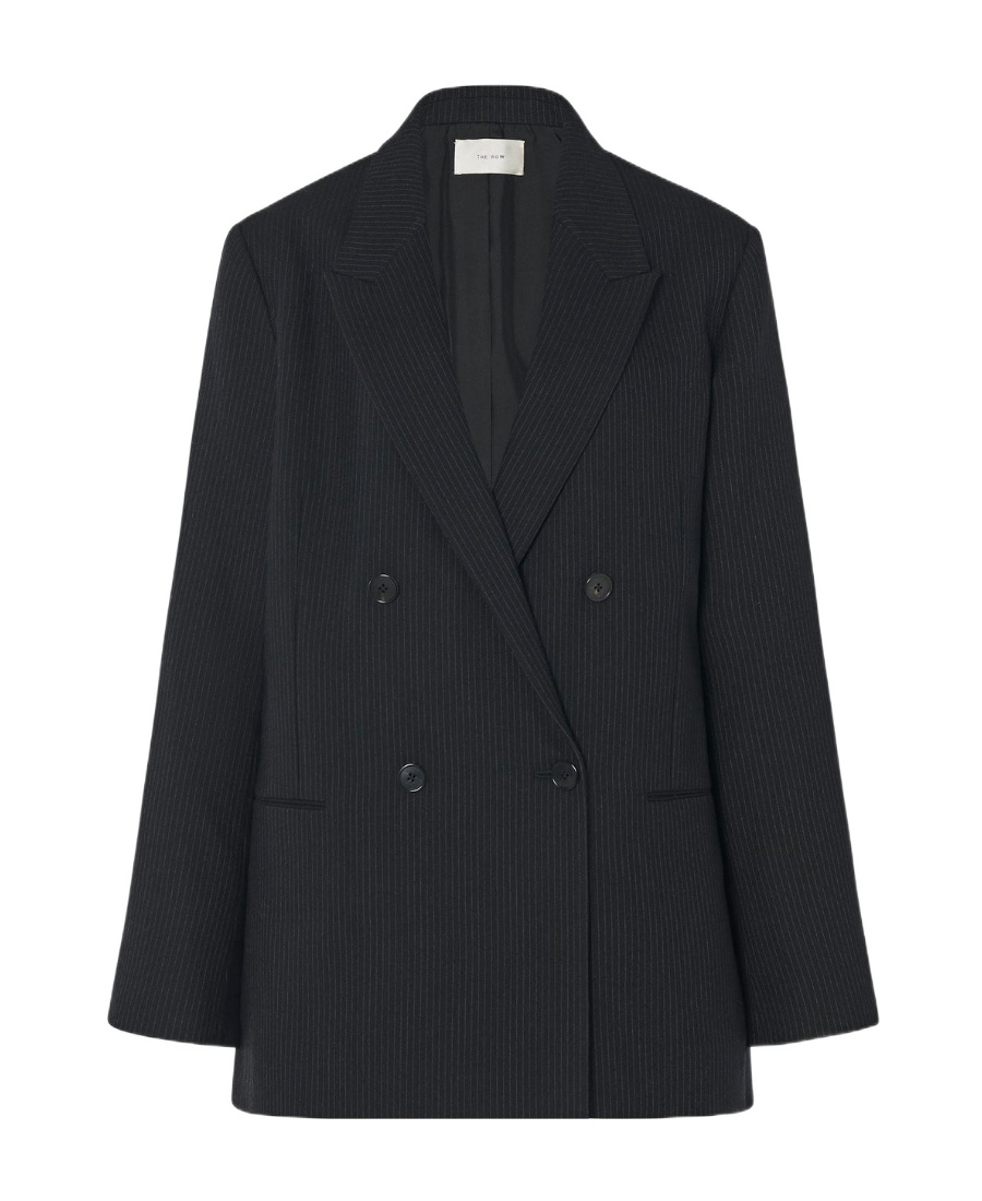 The Row Pinstripe-pattern Double-breasted Blazer In Black