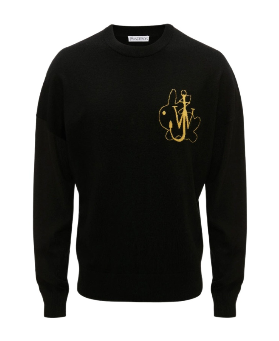 JW ANDERSON JW ANDERSON LOGO INTARSIA KNIT CRENWECK JUMPER