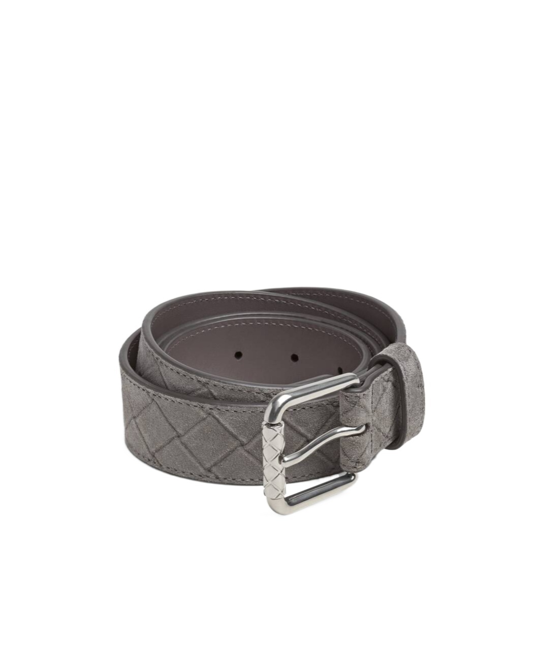 Bottega Veneta Suede Embossed Intrecciato Belt In Gray  display picture 1