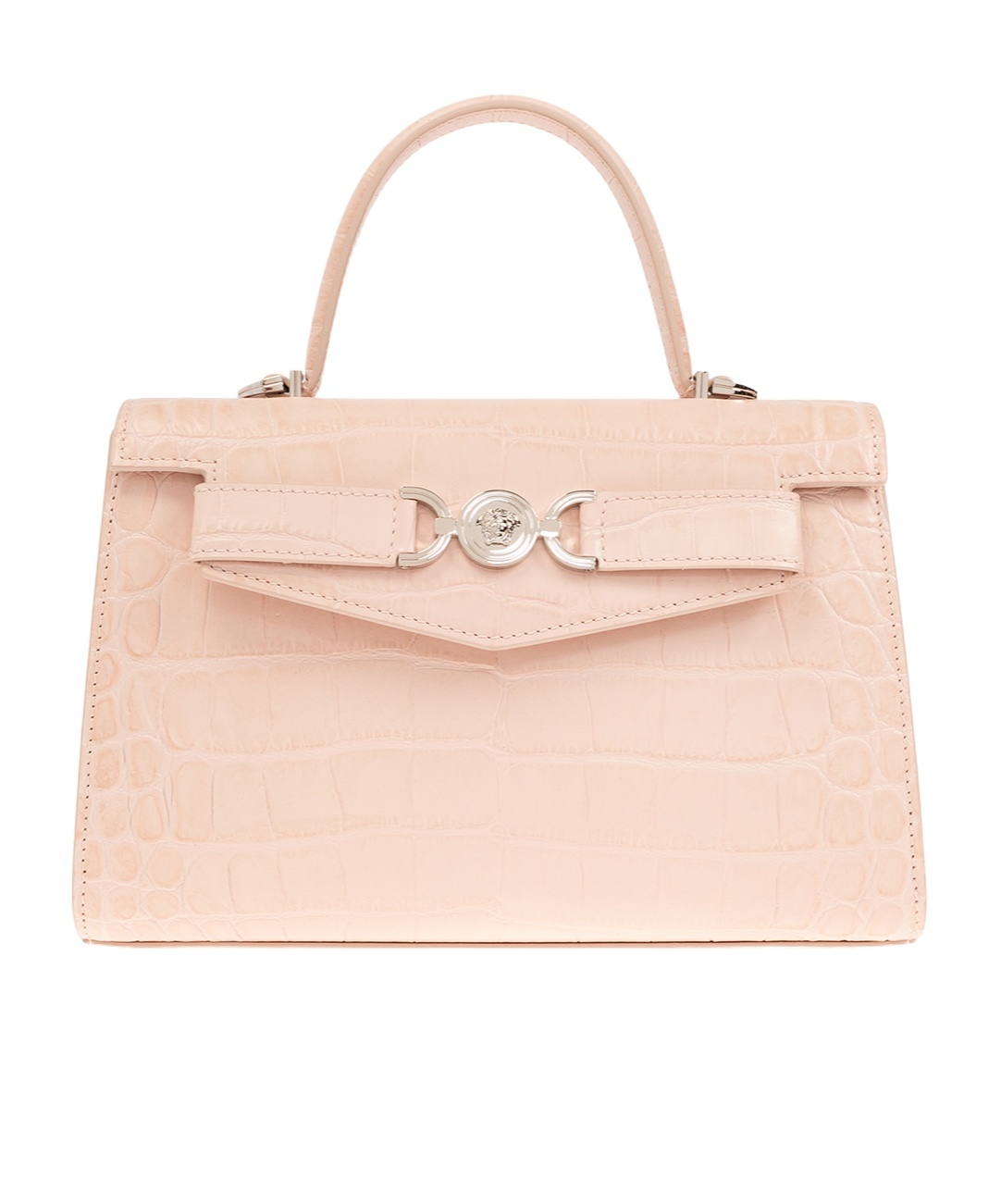 Versace Medium Crocodile-effect Mini Bag In Nude