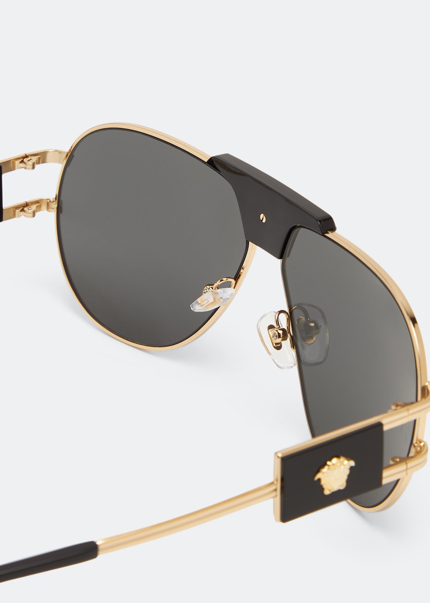 Versace Logo Sunglasses In Gray
