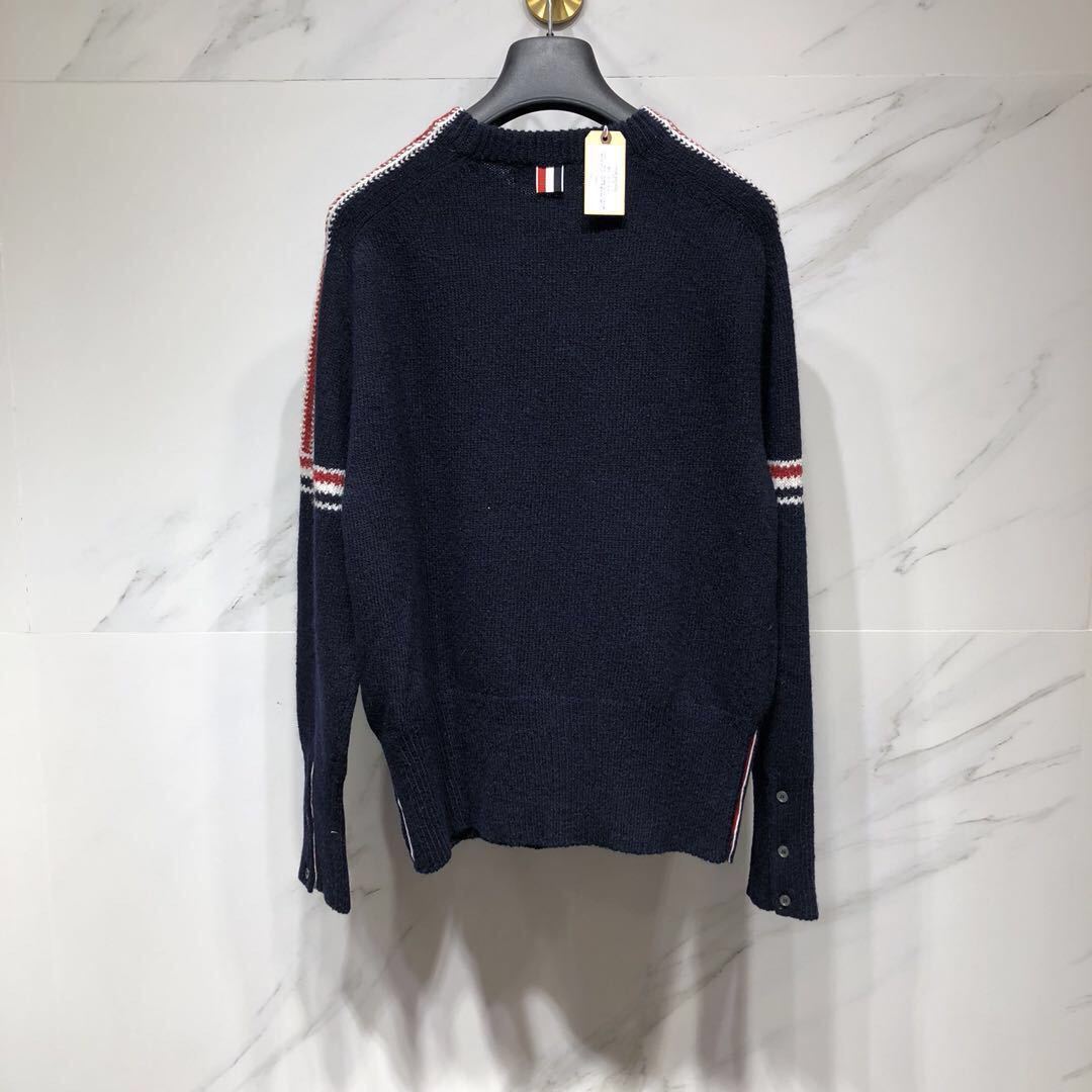 Thom Browne Rwb Intarsia Armband Tweed Pullover In Black