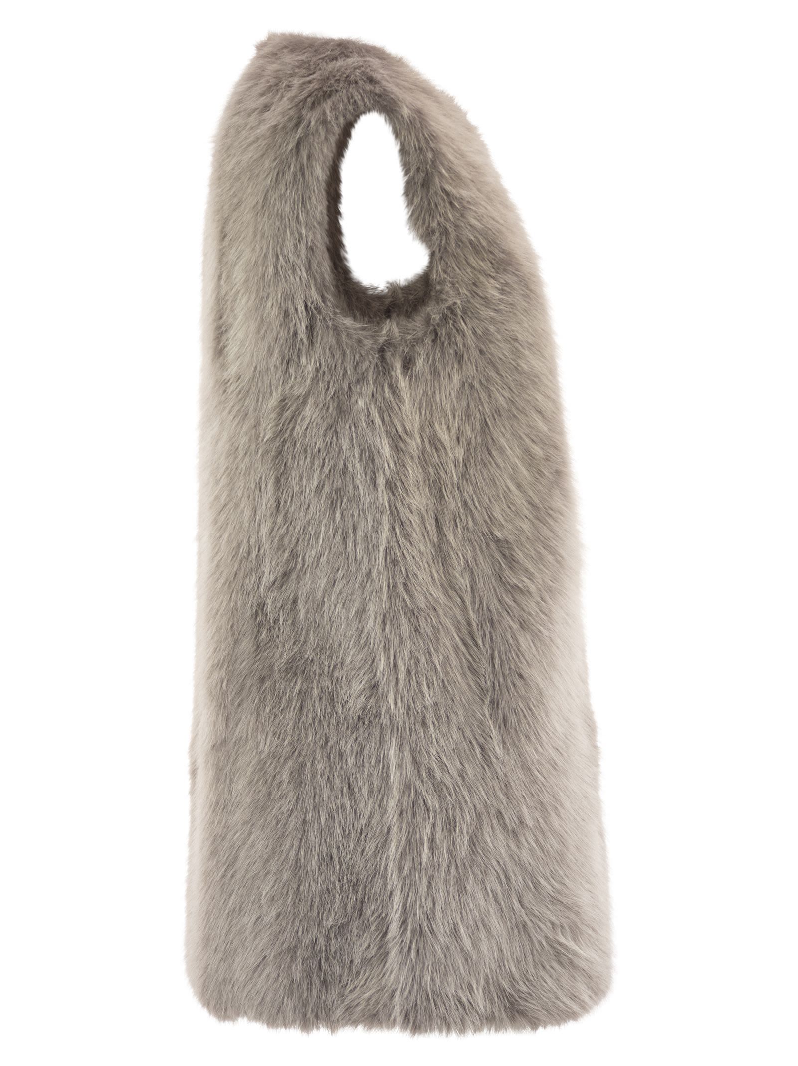 Herno Grey Sleeveless Vest With Concealed Closure On The Front In Ecofur Woman In Gray