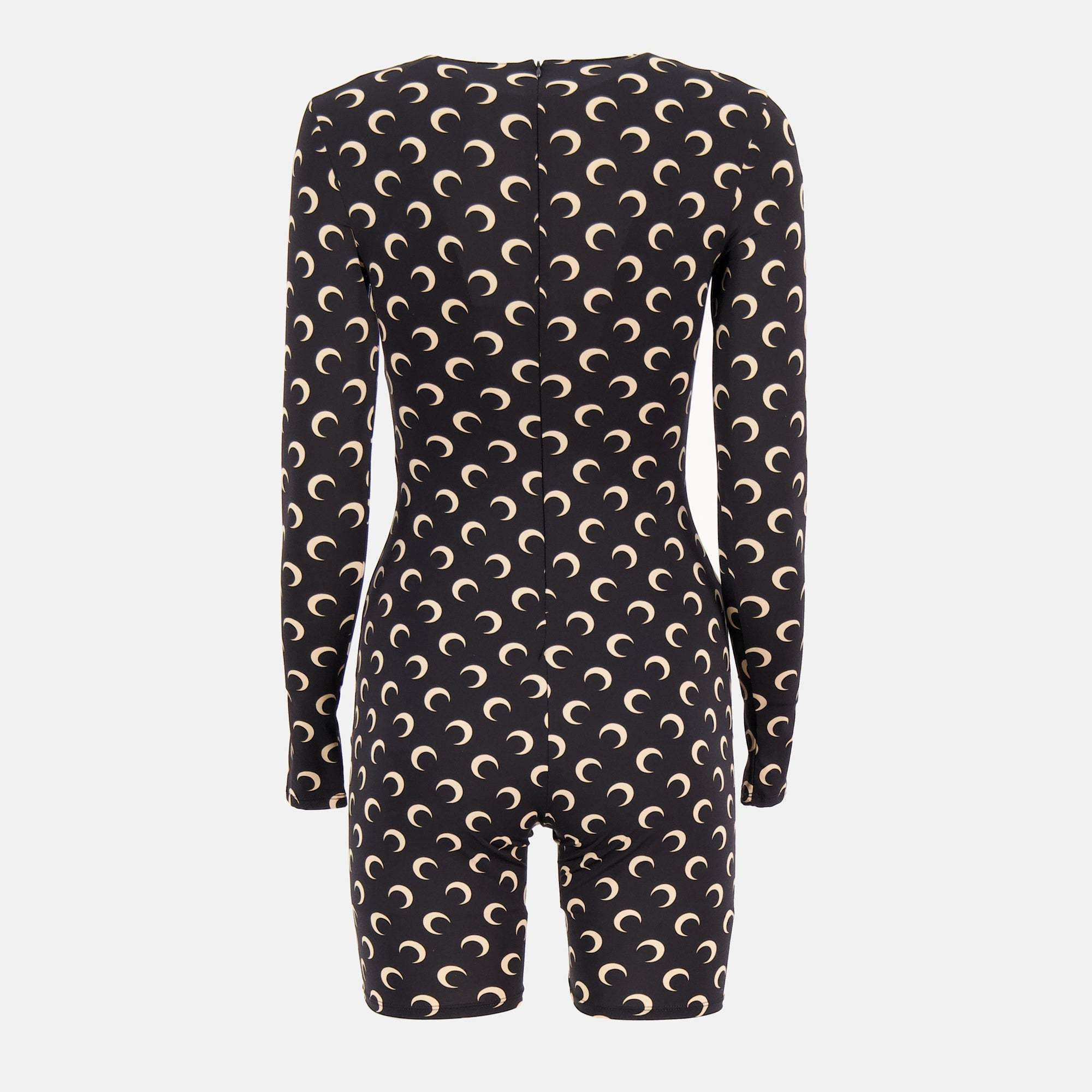 Marine Serre Celestial Pattern Long Sleeve Short Jumpsuit In Black