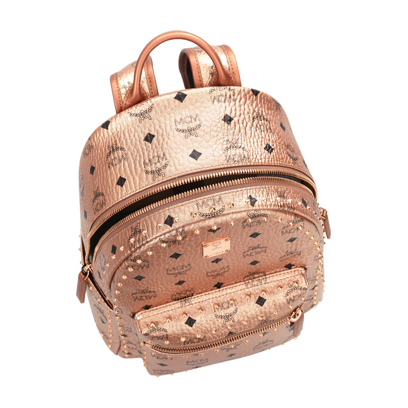 Mcm Classic Logo Printed Backpack In Nude