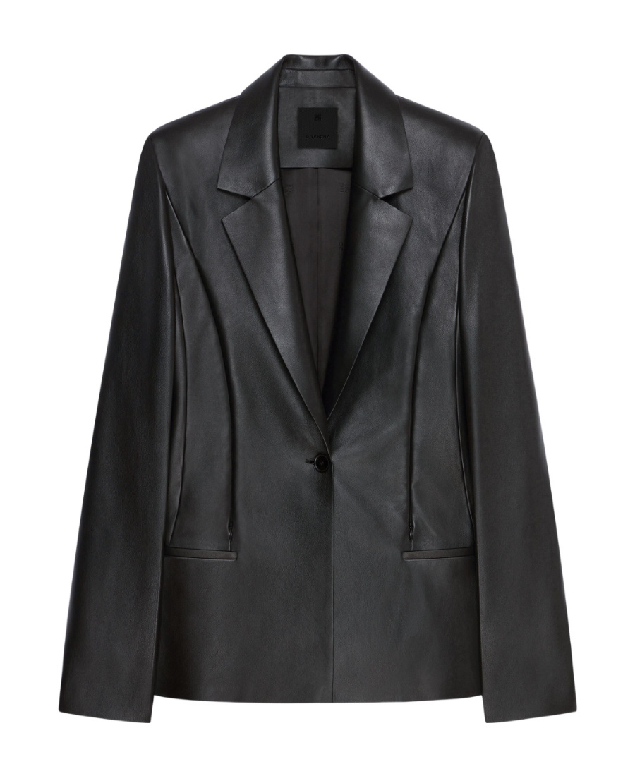 Givenchy Single-breasted Open Leather Jacket In Black