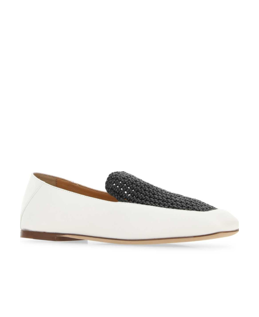 Chloé Olene Two-tone Loafers In White Leather In White