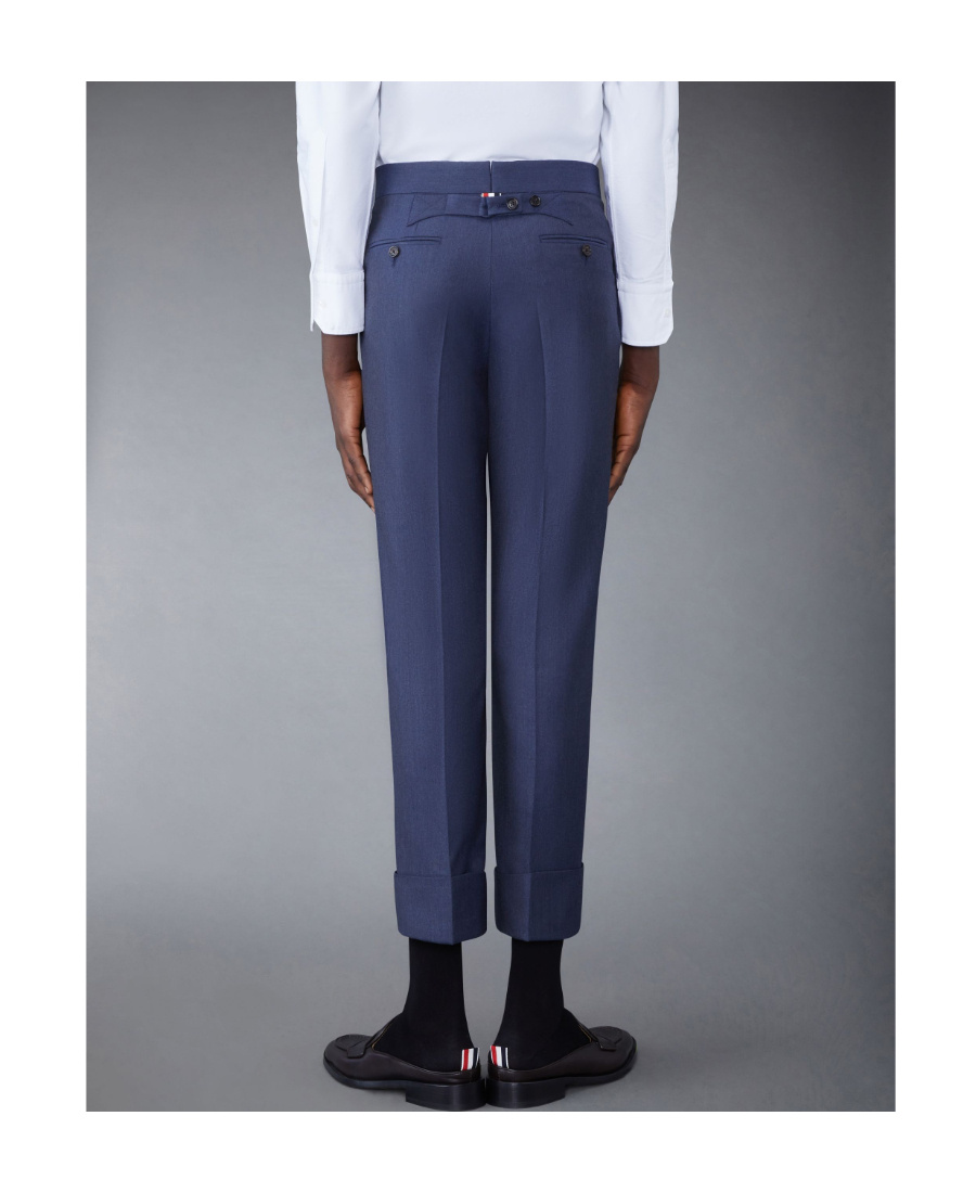 Shop Thom Browne Fit 1 Backstrap Trousers In Blue