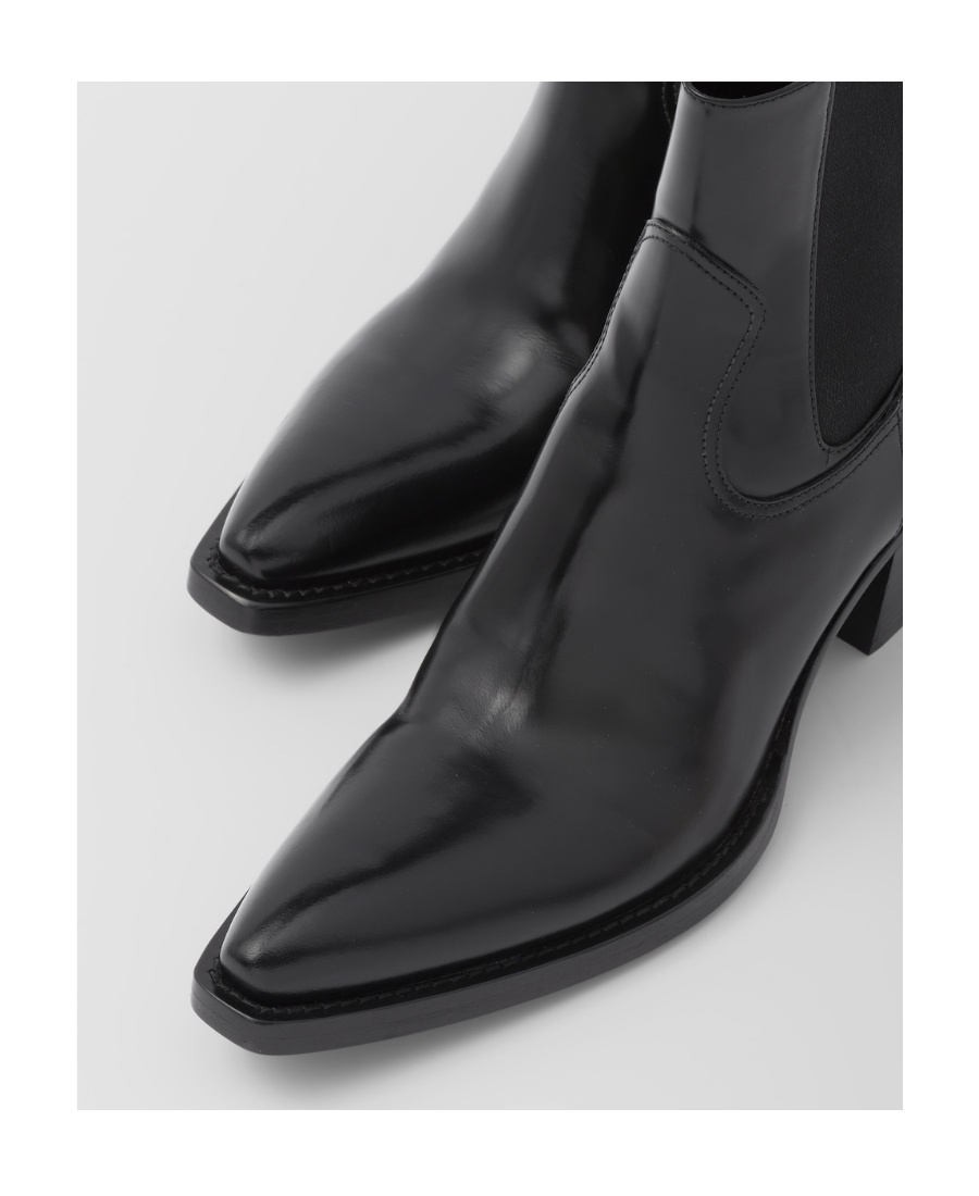 Prada Brushed Leather Ankle Boots 55 In Black