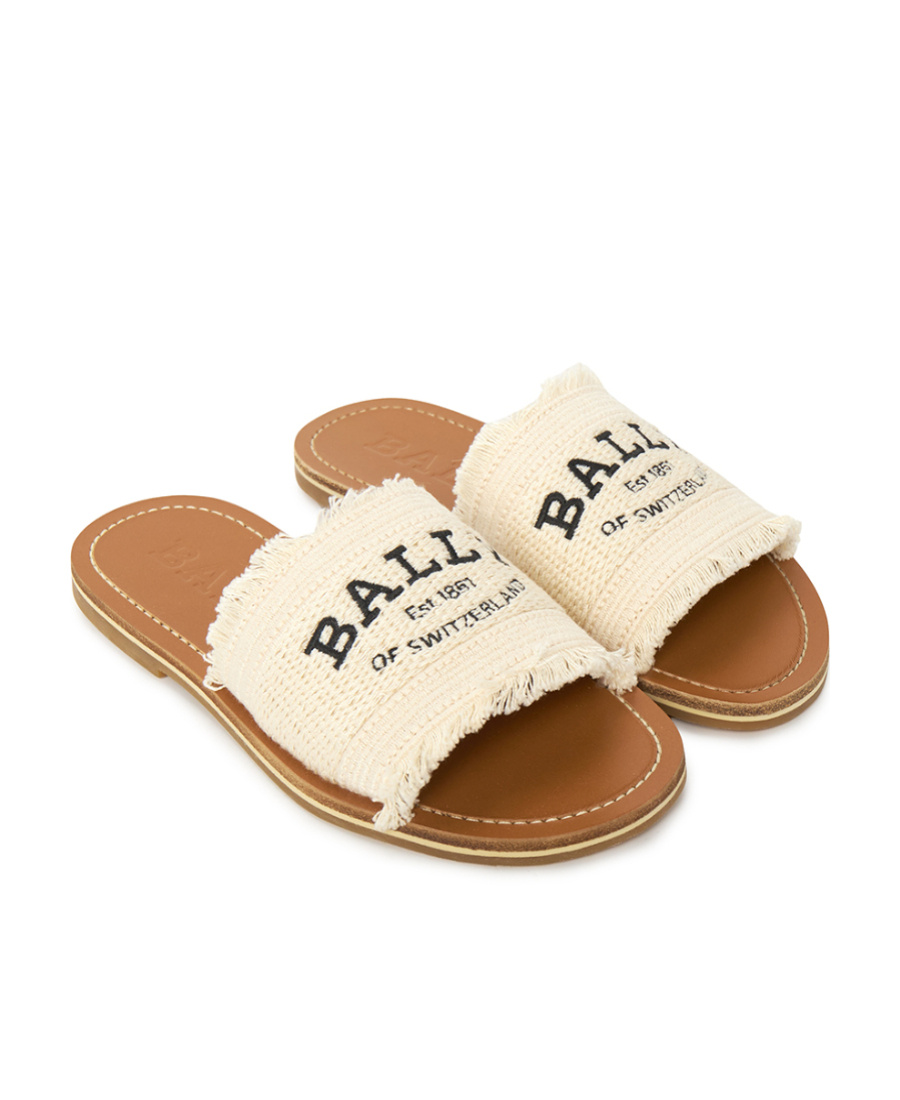 Bally Round Head Flat Slippers In Brown