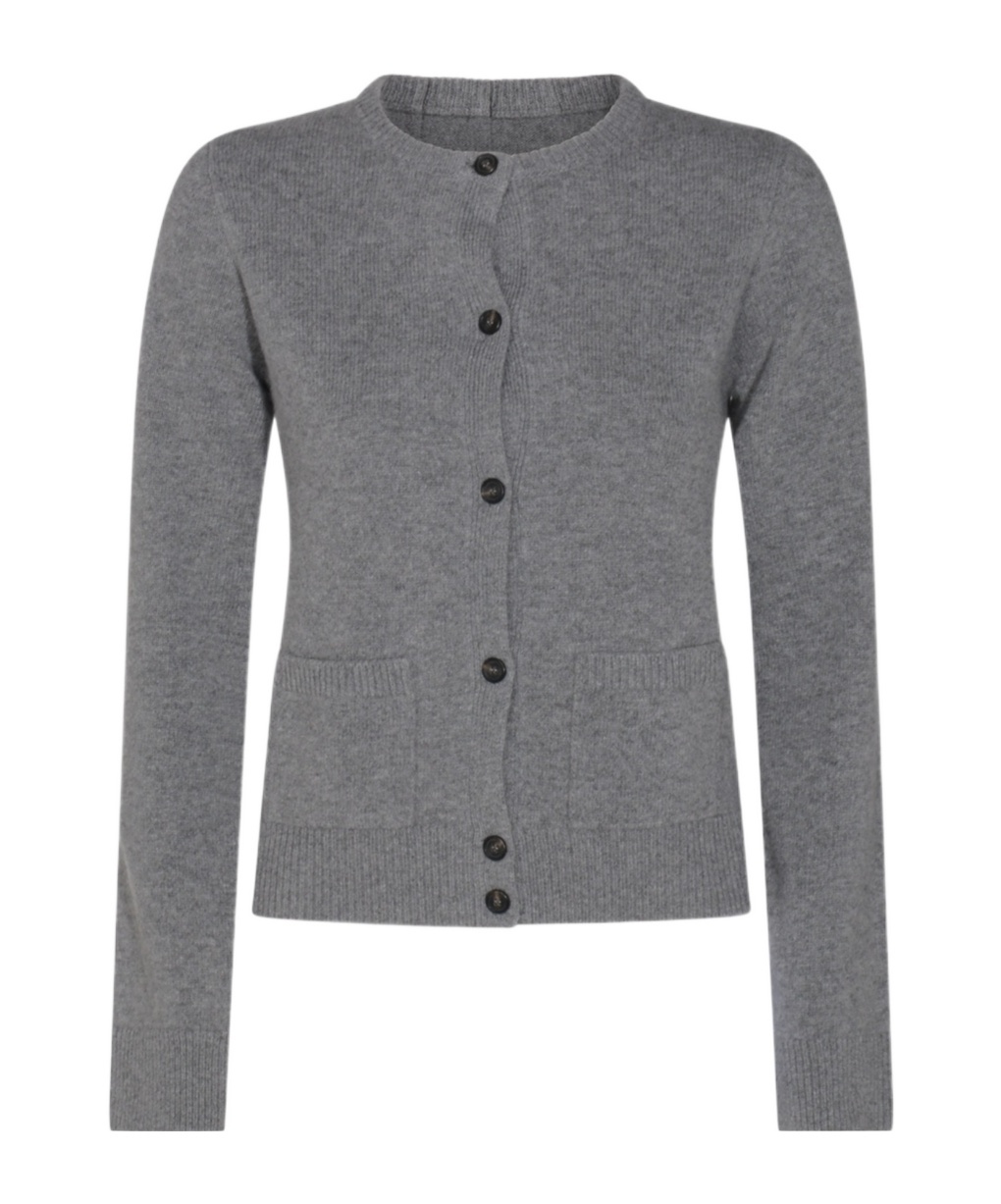 Mm6 Maison Margiela Patch-pocket Button Cardigan In Gray