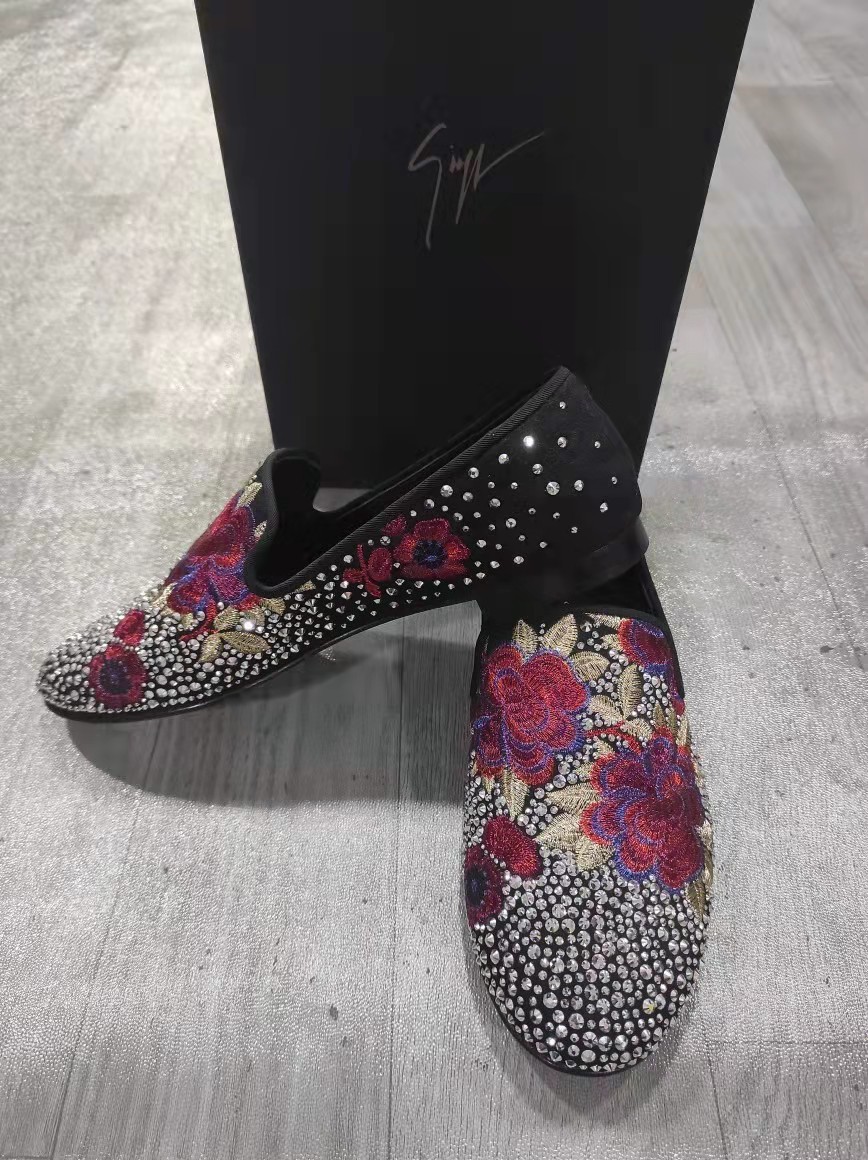 Shop Giuseppe Zanotti Luofu Shoes With Diamond Floral Pattern In Black