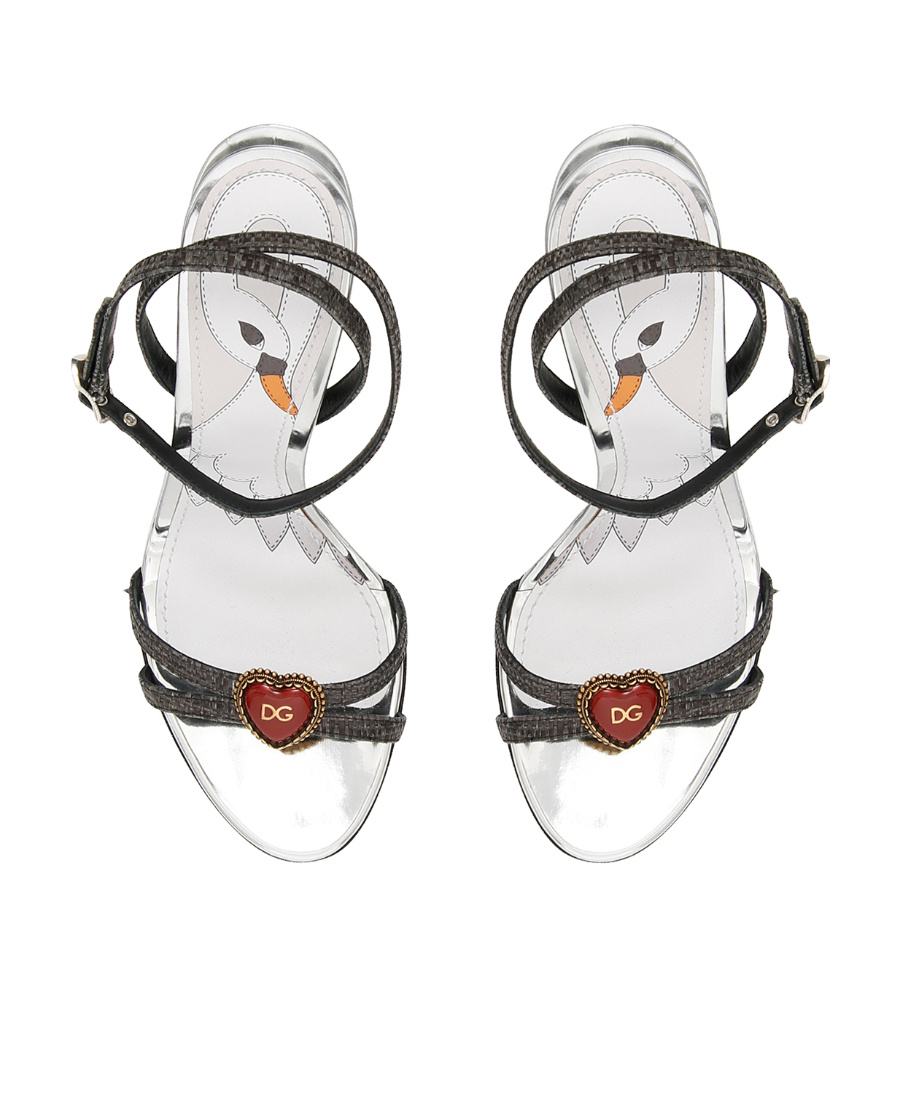 Dolce & Gabbana Logo Open-toed High-heel Sandals In White