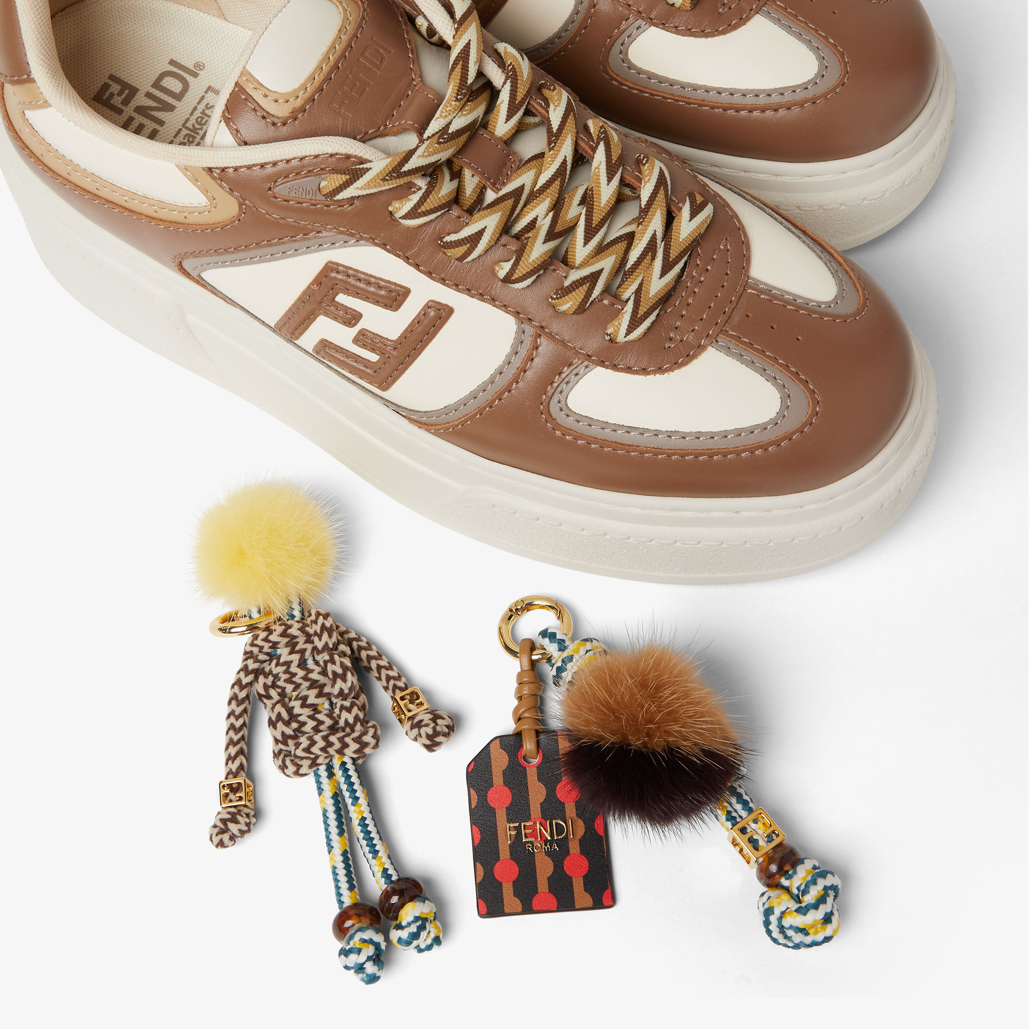 Fendi Sneakers Chunky Sole Contrast Panels In Brown